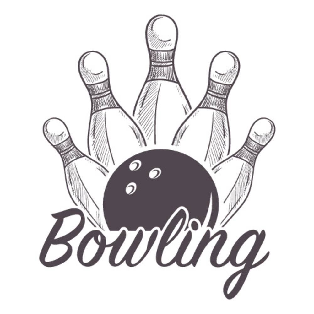 保齡球聯盟海報與球和吃喝玩樂單色素描輪廓矢量人們的運動和愛好通過積極有趣的游戲進行娛樂參加比賽運動錦標賽標識標志保齡球聯盟海報與球和吃喝玩樂單色素描輪廓矢量
