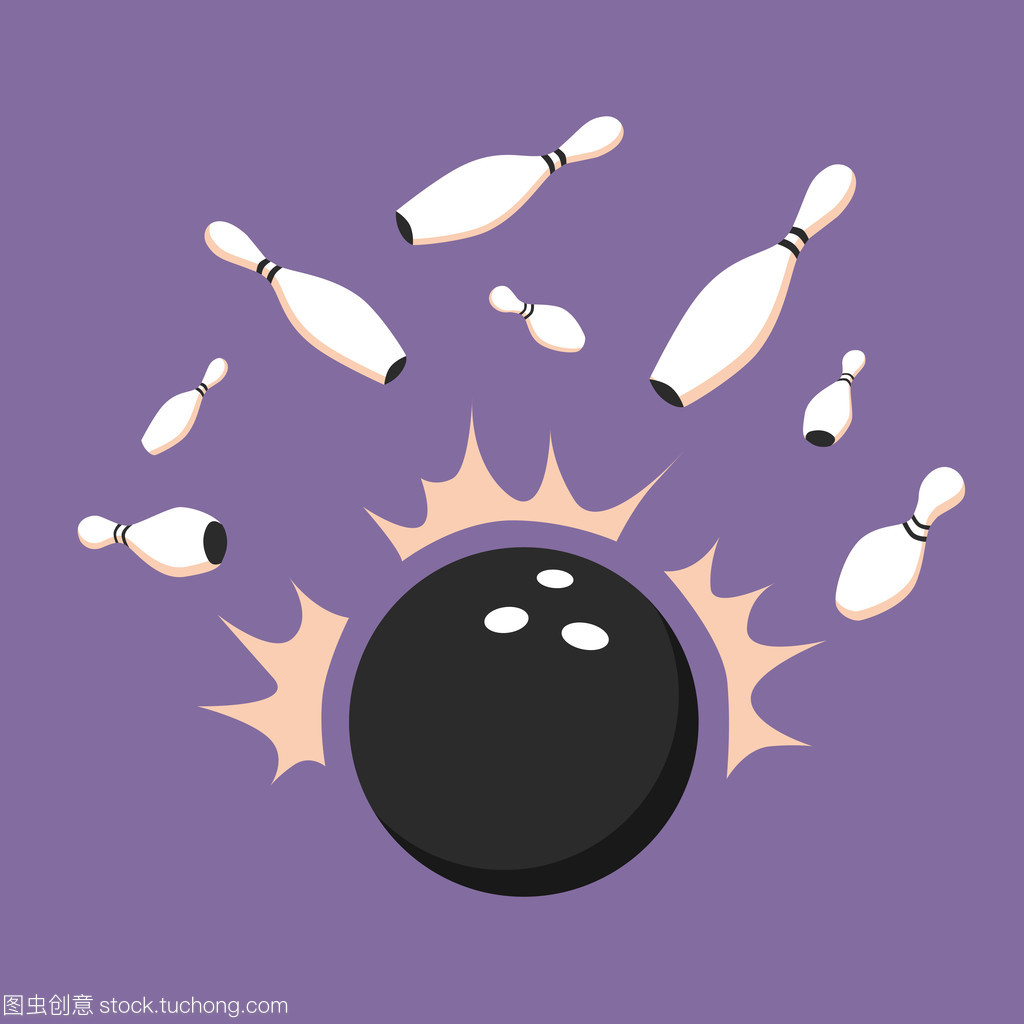 保齡球運動中的球。散點圖的針腳。矢量卡通插畫